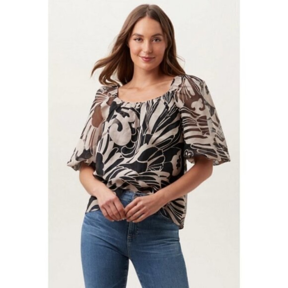 Trina Turk Thia 2‎ Top in Driftwood and Black Size Small